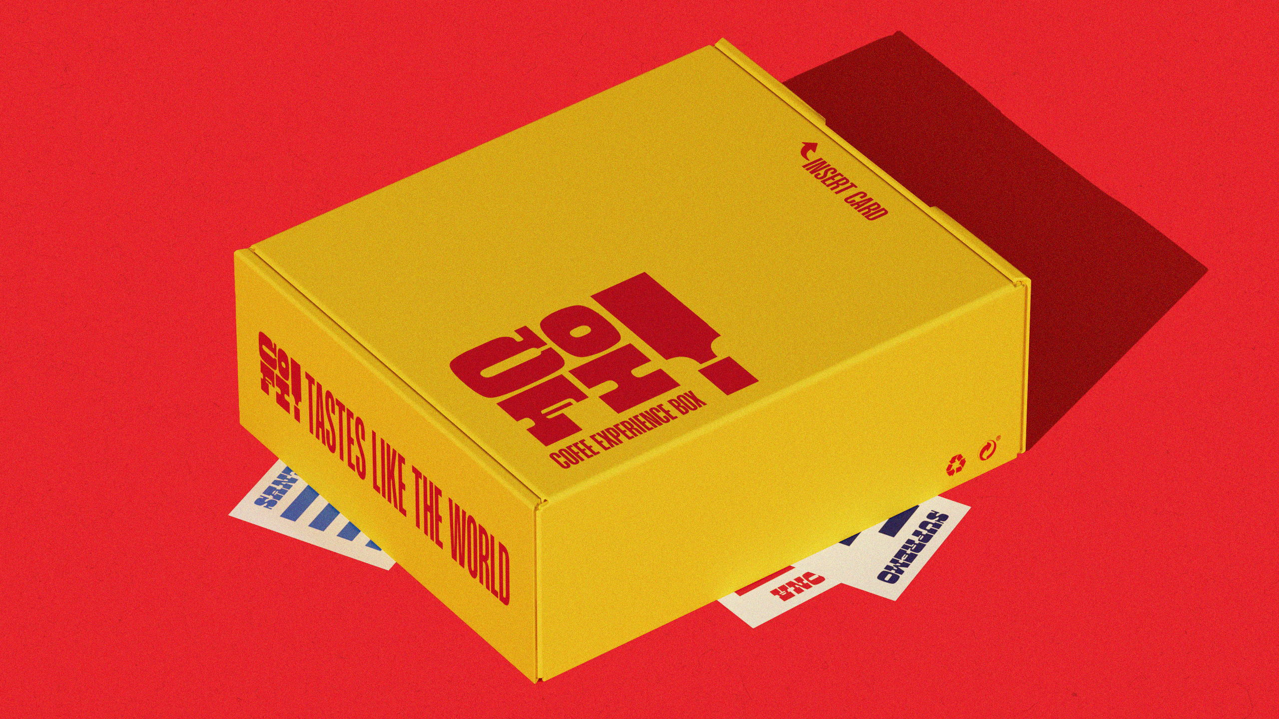 Mockup showing Cofi brand packaging.